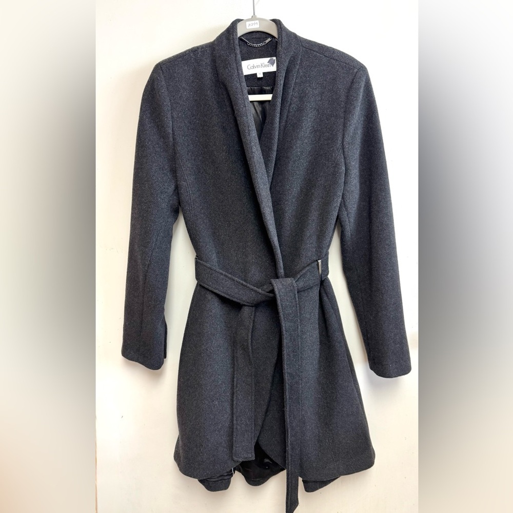 Calvin Klein Women’s Gray Wool Blend Coat, Size 12, Originally $200